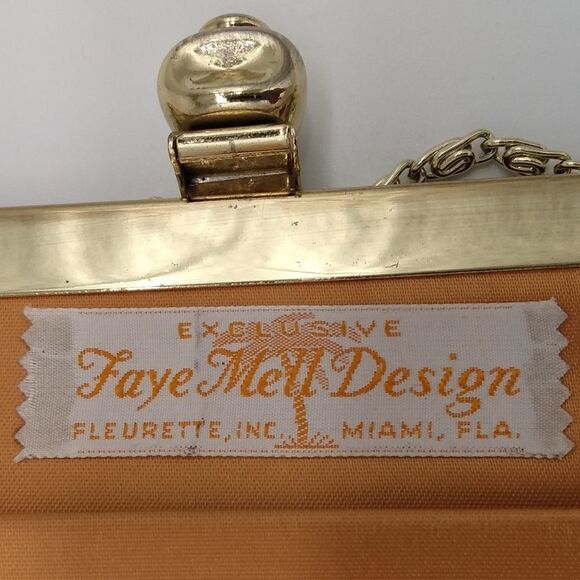 EUC VINTAGE FAYE MELLE Original Rhinestone Mother of Pearl Fluffy Gold Clutch - Picture 5 of 16